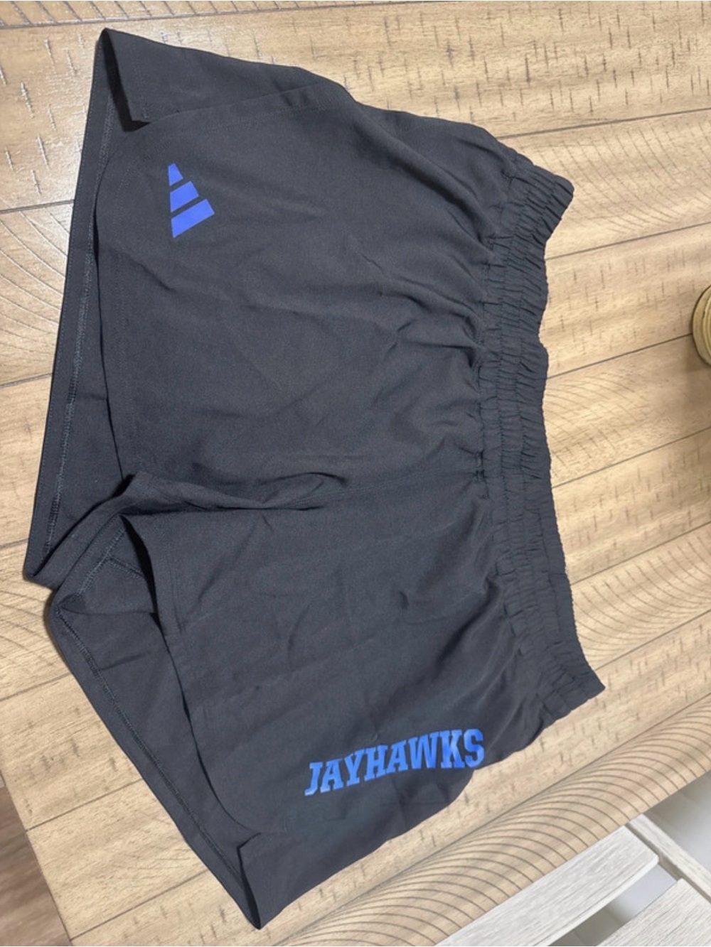 adidas Black Athletic Shorts with Blue Jayhawks Accent